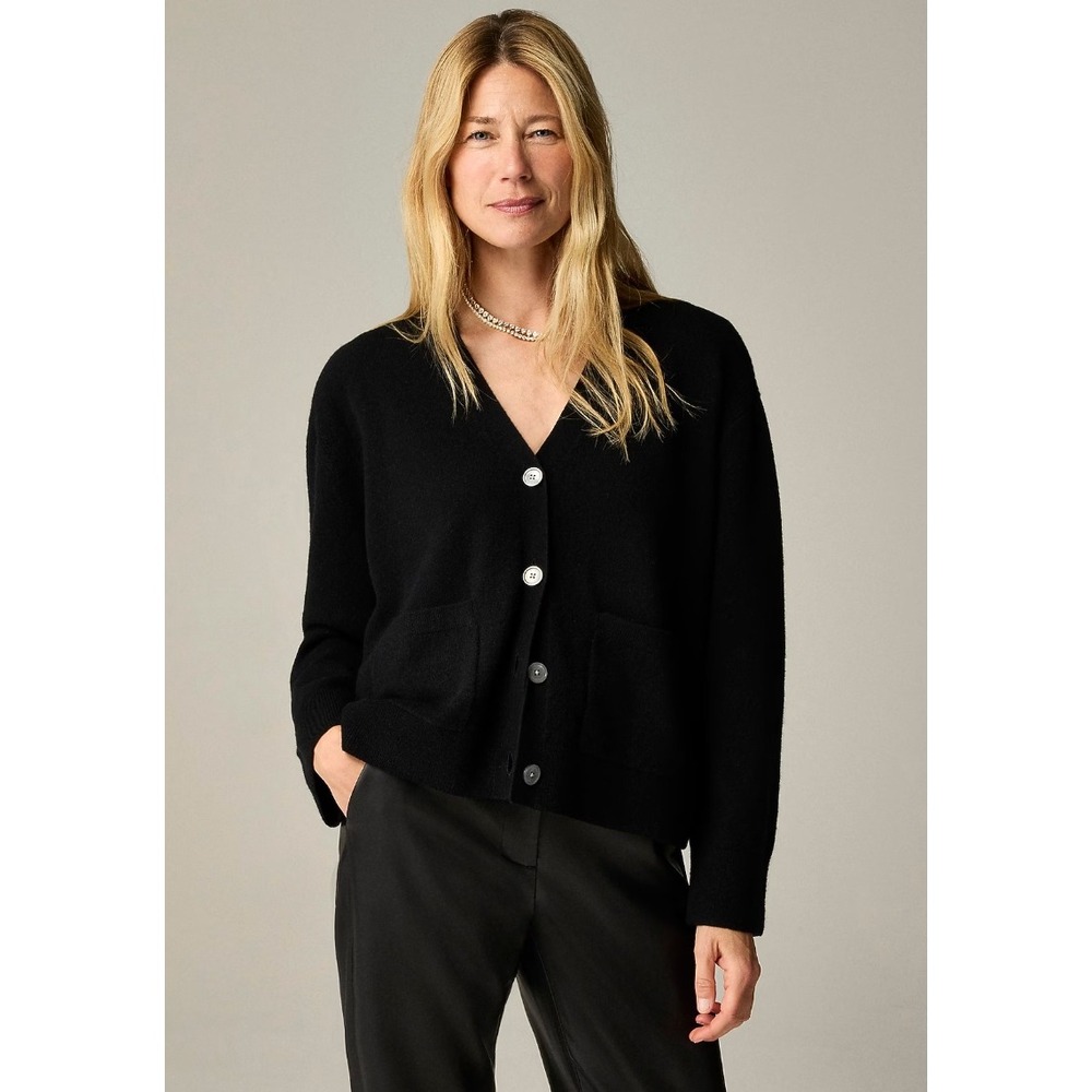 J.Crew | NWT Cashmere Patch-Pocket Cardigan Black | Sz S